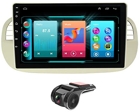9DVR+For Fiat 500 2008-2015 Android 11 Car Stereo DAB+Radio Carplay Head Unit GPS Sat Nav Android Auto Bluetooth Touch Screen Car Multimedia Player USB DSP GPS Navigation WiFi+SWC+FM/AM Radio