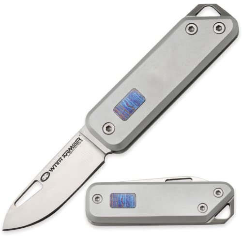 Mr. Blade Couteau Egret avec incrustation Timaskus - With Armour - Couteau pliant Couteau exclusif EDC City en aluminium en acier Sandvik