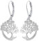 Boucle d'oreille Arbre de Vie Femme Boucles d'oreilles Arbre de Vie Argent Sterling 925 Boucles d'oreilles Femme Arbre de Vie avec Zircone Cubique Arbre de Vie Bijoux pour Femme Maman