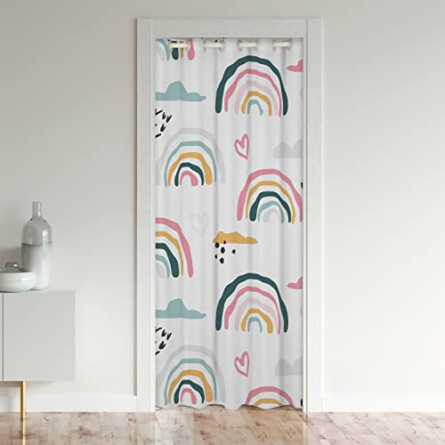 Loussiesd Rainbow Door Curtain for Doorway Privacy - 86x203cm Colorful Stripes Closet Door Cover Multicolor Room Heart Love Room Divider