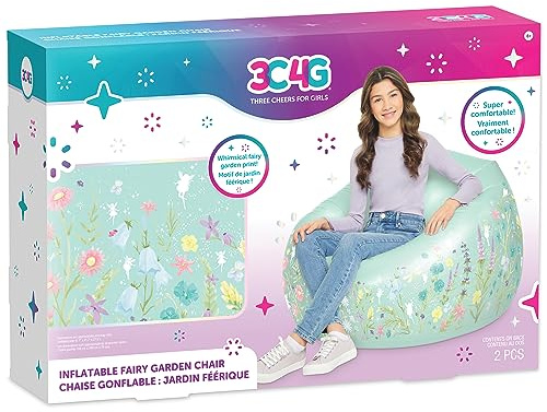Make It Real 3C4G: Inflatable Fairy Garden Chair - Comfortable & Portable Blow Up Chair, Perfect for Outdoors & Indoors, Tweens, Girls & Kids Ages 8+, Three Cheers for Girls