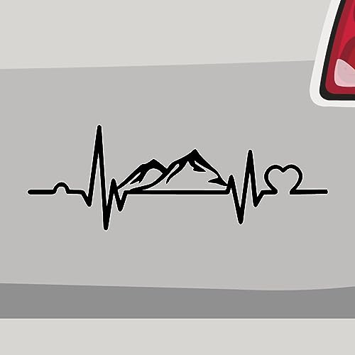 Stickerfreaks Herzschlag Berge Aufkleber Outdoor Sticker Abenteuer Auto Bike Decal Vinyl Alpen Aufkleber Größe: 10x3,5cm (S) | Farbe: 91-Gold | Outdoor Sticker Kleber Deko Tuning Auto-Folie