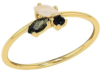 Amor Ring 925 Sterling Silber Damen Ringe, mit Zirkonia synth., Glas, Gold, Kommt in Schmuck Geschenk Box, 2037257