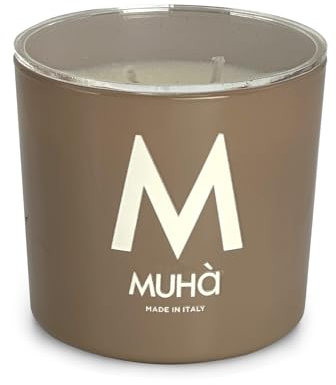 MUHA' Candela Profumata in Vetro Cuoio, Fragranza Vaniglia e Liquirizia, Profumatore per Ambienti, Formato da 270 Gr