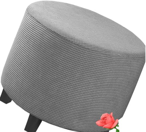 MeRcri Hockerbezug Rund 50 60 80 90 cm Ottoman Cover Ottomane Schonbezug Hocker Hussen für Fußhocker Stretch Ottomane Abdeckung Hocker Protector Hockerabdeckung (Color : 006, Size : 50 cm)