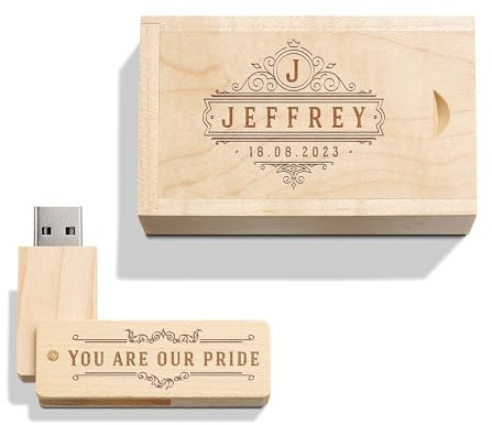 Clé USB gravée personnalisée en Bois Massif USB 3.0 Drive Clé USB en Bois avec Gravure personnalisée, Cadeau pour Mariages, Anniversaires, remises de diplômes, Anniversaires (Arce C, 32GB)