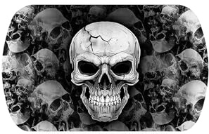 FIESTAS GUIRCA Wiederverwendbares Totenkopf-Tablett (39 x 24 cm), Wiederverwendbare Tischdekoration für gruselige Halloween-Partys, ideal für gruselige Ereignisse, Grau, Schwarz