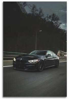 JLTC Sportwagen-Poster, schwarzes BMW M4 Breitkörper-Poster, dekoratives Gemälde, Leinwand-Wandposter und Kunstdruck, modernes Familienschlafzimmer-Dekor-Poster, 30 x 45 cm