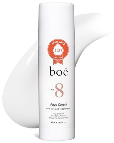 Boë No. 8 Gesichtscreme – Leichte, feuchtigkeitsspendende Pflege für das Gesicht – Glättet, verleiht Geschmeidigkeit und schützt vor blauem Licht und UV-Strahlung – Langanhaltend, Parfümfrei, 30 ml