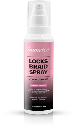 immetee Locks Braid Spray, Spray für Zöpfe, Strähnen, Verdrehungen und Pferdeschwänze, lindert trockene und juckende Kopfhaut, spendet Feuchtigkeit, 150 ml