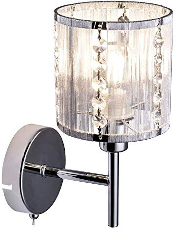 LED Wandlampe Chrom Wohnzimmerleuchte Wandleuchte Kristalle Schlafzimmer Bettleuchte, Metall, 4W 350lm warmweiß, BxH 12 x 24,5 cm