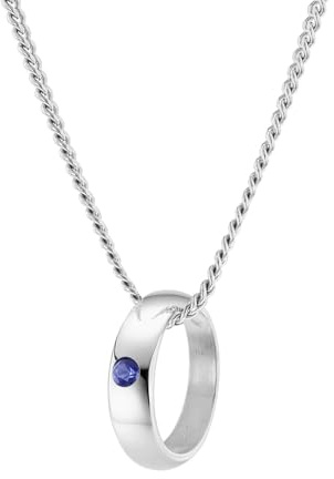 trendor Halskette mit Saphir-Taufring Anhänger 925 Silber 15992 | zauberhaftes Schmuckstück für Damen, elegante Geschenkidee für Mütter,