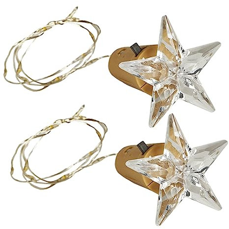 IMIKEYA 2stücke Sternförmige Weinflaschen Korken Lichterkette Mit Led Kupferdraht Batteriebetrieben Für Hochzeit Weihnachtsdeko Innen Außen