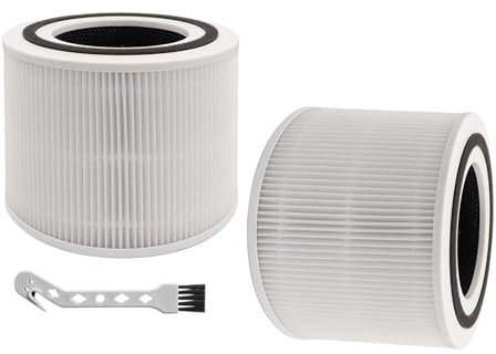 2 Pack White Core 300 Air Filter Replacement Compatible For LEVOIT Core 300 300S P350 Air Purifier True HEPA & Activated Carbon Filter Core 300-RF Core P350-RF, Ultra Quiet HEPA Filter