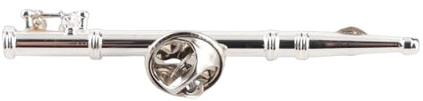 Mini-Brosche in Flötenform, Realistisches Aussehen, Schmutzabweisend, Broschennadel-Zubehör für Musikinstrumente, Wird mit Einer Zarten Geschenkbox Geliefert (SILVER)