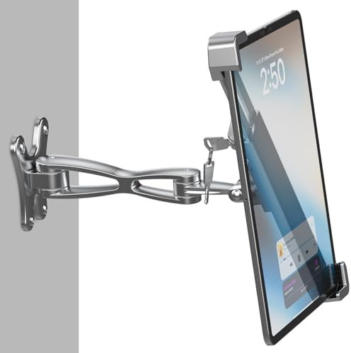 Phichy Diebstahlschutz Tablet Wandhalterung für 7-11 Zoll iPad, 360° Drehbar Aluminium Sicherheitsschloss und Schlüssel Tablethalterungen mit Stabiler Metallsockel für iPad Pro/Air/Mini, Galaxy Tab