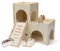 Lucxhcky Hamsterhaus aus Holz, Hamsterspielplatz mit Höhlentreppe, Hamsterhäuser und Verstecke, Holz Hamsterspielzeug Hamsterkäfig Zubehör (001)
