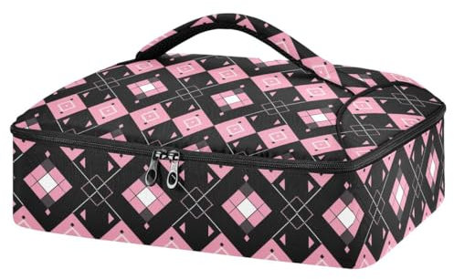 JUMBEAR Rose Buffalo Plaid Insulated Casserole Dish Carrier,Casserole Carrier Bag, Casserole Carriers for Hot or Cold Food Fit for Dinner, Party, Camping