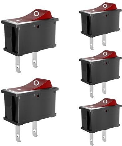SCOOYUCK 5 Stücke Wippschalter, SPST 15mm x 21mm 2 Polig ON/OFF 12V 24V 125V 250V Kippschalter, für auto Boot Haushaltsgeräte