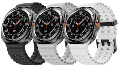 NotoCity Compatibile con Samsung Galaxy Watch Ultra Cinturino, Cinturino in Silicone Morbido da 47 mm per Samsung Galaxy Watch Ultra(Nero+Bianco+Grigio chiaro)