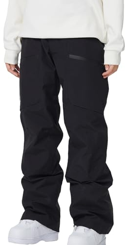 HOTIAN Damen Skihose Schneehose Wasserdicht Winddicht Hosenträgerhose Atmungsaktive Outdoorhose Winter Warme Snowboardhose Skilanglaufhos Black M