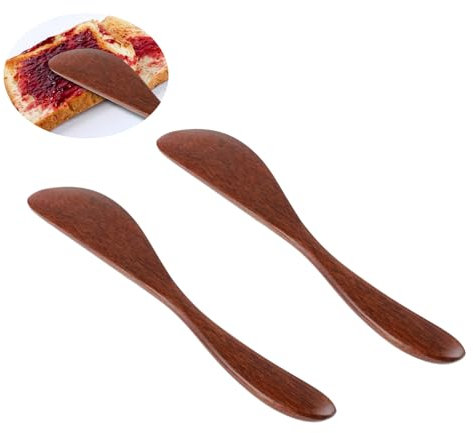 Mabor 2 PCS Wooden Butter Knife Jelly Cheese Spreader Sandwich Spreaders Sandwiches Breakfast Condiment Spreaders Mini Spatulas for Kitchen