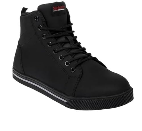 Slipbuster Microfibre Safety Hi Top Boots Matte Black - SAFETY Jogger Boot, Comfortable Antibacterial Work Shoe Utility Footwear BA061-38