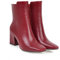 FQMAYPO Stivaletti Caldi da Donna Stivaletto con Tacco Basso A Blocco Grosso con Cerniera Stivaletto Chelsea A Punta Quadrata Autunno Inverno Stivali in Pelle di Vitello Medio,Rosso,38 EU