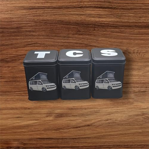 Veedub Campervan storage tins cannisters tea coffee sugar RV Camper van (YEL3)