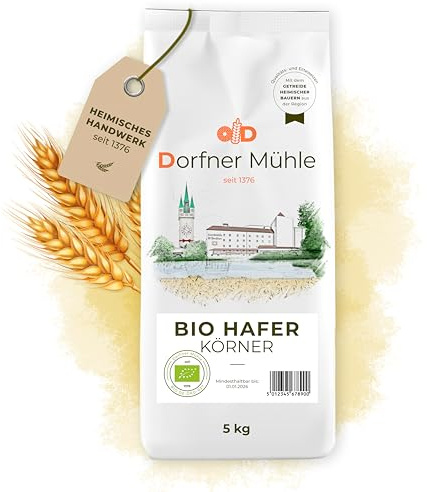 Bio Hafer [5kg] - ganzes Korn aus Bayern - 100% Hafer aus kontrolliert biologischem Anbau - ohne Zusätze