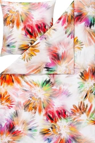 Estella Bettwäsche Alison Mako-Satin bunt Größe 155x220 cm (80x80 cm)