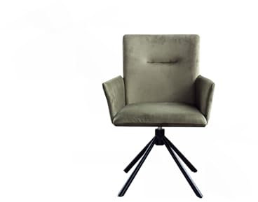 KAWOLA Samt Esszimmerstuhl Drehbar KYRA Drehstuhl Velour Olivgrün, Moderne Esszimmermöbel, Samt Stuhl, 360° Drehbarer Stuhl