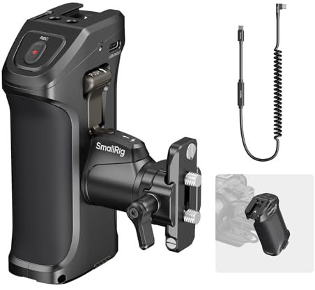 SmallRig Rotating Side Handle with Trigger REC for Canon Selected Cameras, for Blackmagic Design Selected Cameras, Compatible with F550/570 Battery, Shutter Control, for Canon R3 / R5 / R6-5235
