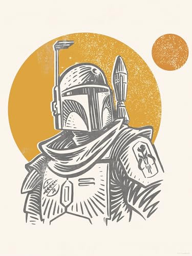 Komar Wandbild- Star Wars Boba Fett Illustration Iconic - Größe 30 x 40 cm - Poster, Kinderzimmer, Dekoration - gerollt ohne Rahmen