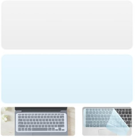 BUOKSLLY Lot de 2 housses de clavier pour ordinateur portable de 15 à 17 pouces, protection contre la poussière de clavier, en silicone, ajustement universel, lavable, flexible (transparent et bleu)