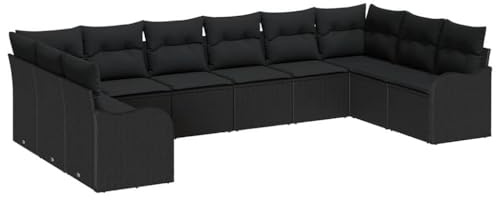 vidaXL Gartensofa-Set 10 STK. Schwarz Poly-Rattan