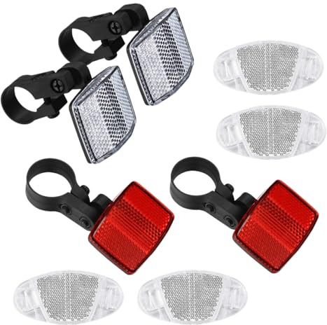 UEKPDM 8Pcs Bike Reflector Set, Front Rear & Wheel Spoke Reflectors with Mounting Brackets, Universal Cycling Reflectors for Mountain Road Bikes Night Visibility