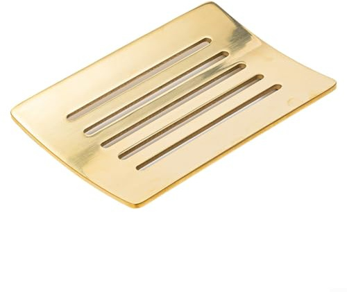 Fauhapyway Porte-savon moderne de salle de bain en acier inoxydable avec design auto-drainant, organiseur de comptoir doré, rangement d'évier