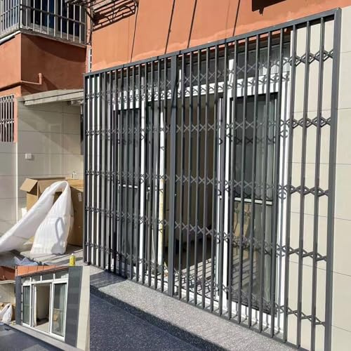 UrbanUp Expandable Security Window Grill, Sturdy Metal Safety Guard for Basement, Burglar Screen Horizontal Sliding Windows, Sliding Door Lock(W85xH85cm/34x34in)