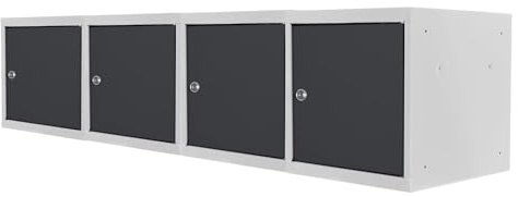 PROREGAL Mega Deal | 4X Schließfachwürfel Blocky mit Zylinderschloss + 2 Schlüssel | HxBxT 40x40x40cm | Lichtgrau/Anthrazitgrau | Schließfachschrank Metallspind Wertfachschrank