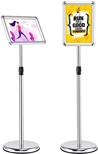 GOPLUS Infoständer Höhenverstellbar, Plakatständer Drehbar, Informationsständer DIN A3/A4, Präsentationsständer aus Aluminium, Präsentationsständer für Plakate, Farbwahl (A4-2 Stück,Silber)