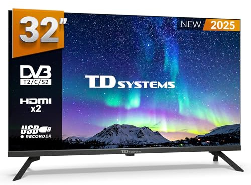 TD Systems - Téléviseur 32 Pouces Non Smart TV, télévision TNT 2025, téléviseurs avec 2 Ans de Garantie, 2X HDMI, USB Lecteur et enregistreur - PRIME32K21H