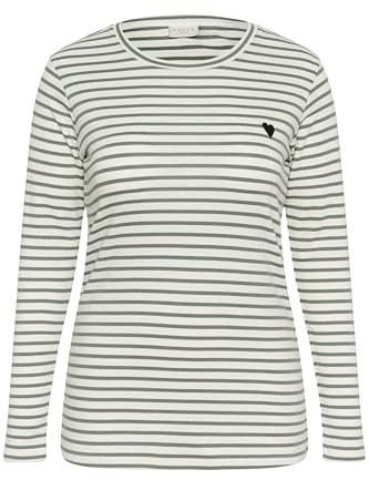 KAFFE CURVE Langarm-Shirt KClia XL, Chalk/Sea Spray -Black Heart