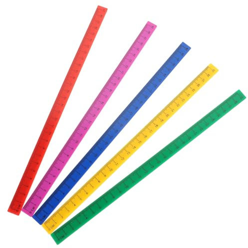 VILLCASE 5 Stück Magnetisches Kunststoff Lineal 29cm Gerades Messlineal mit Zentimeterangaben Verschleißfestes und Stabiles Whiteboard Lineal für Schüler Büro und Unterricht