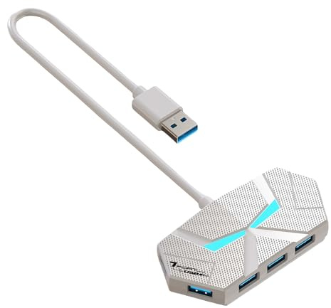 Hub USB 3.0 de 7 puertos 5 Gbps de transmisión de alta velocidad para laptop (blanco 1,2 m)