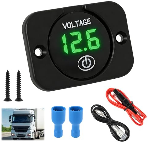 Battery Voltage Gauge DC 12V 24V with Touch Switch, Digital LED Voltmeter, 12v Battery Monitor, Real-Time Monitoring, Volt Meter with Touch Display for Cars, Boats, Motorcycles, Trucks, Marine RV