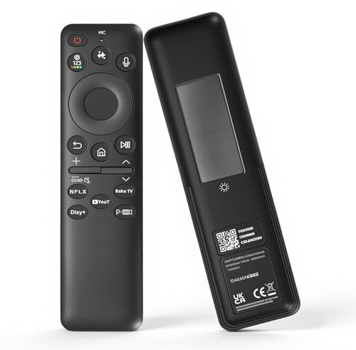 Telecomando di ricambio per Samsung Smart TV, TM2560E, telecomando solare con controllo vocale AI e 5 tasti di scelta rapida, compatibile con TV Samsung 2019-2025 QLED Neo QLED Crystal UHD The Frame
