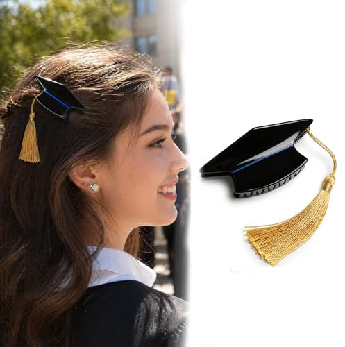 Graduation Cap Hair Clip, Class of 2026 Alligator Clips, Black Mortarboard With Tassel Hairpin, Adult Children Hairs Accessories for Graduation Theme Party Photography Props