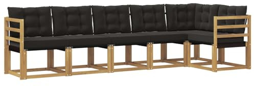 vidaXL Outdoor-Sofagarnitur mit Kissen 6 pcs Weiß und Schwarz, Gartenlounge, Moderne Sofas für draußen, strapazierfähige Sitzgruppe für Terrasse, Perfekter Komfort