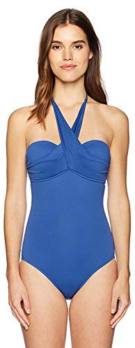 SEAFOLLY Damen C/D Wrap Front Bandeau Maillot Einteiliger Badeanzug, blau (French Blue), 36
